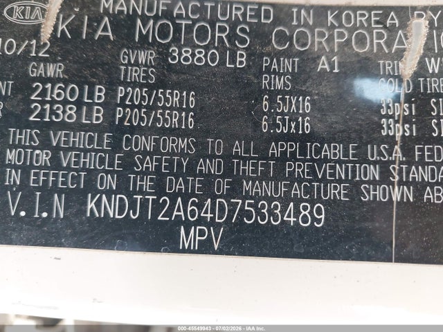 Продажа на аукционе авто 2013 Kia Soul +, vin: KNDJT2A64D7533489, номер лота: 45549943
