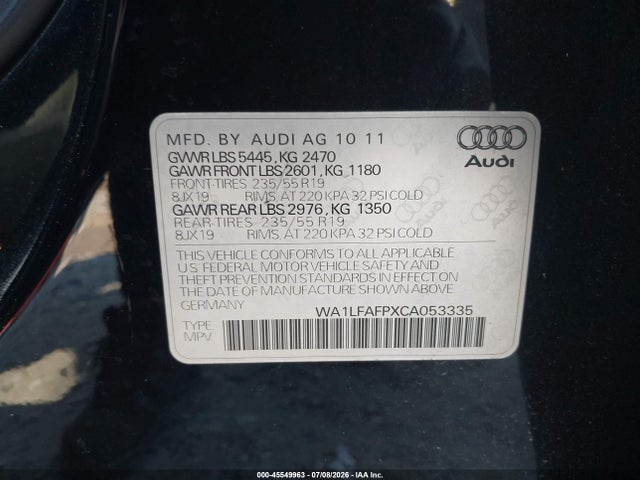 Aukcja sprzedaży 2012 Audi Q5 2.0t Premium, vin: WA1LFAFPXCA053335, numer aukcji: 45549963