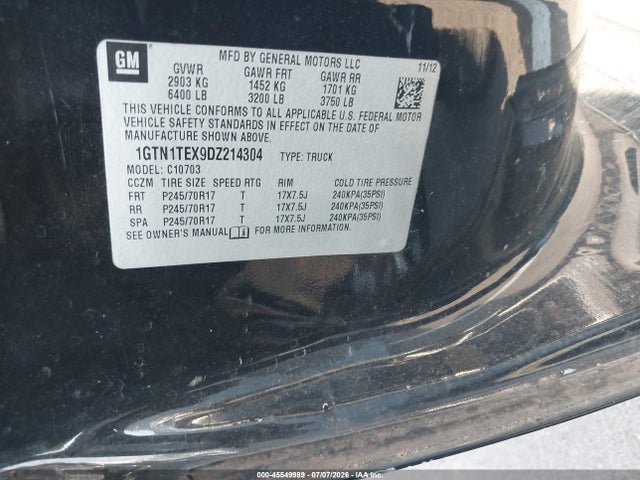 Aukcja sprzedaży 2013 Gmc Sierra 1500 Work Truck, vin: 1GTN1TEX9DZ214304, numer aukcji: 45549989