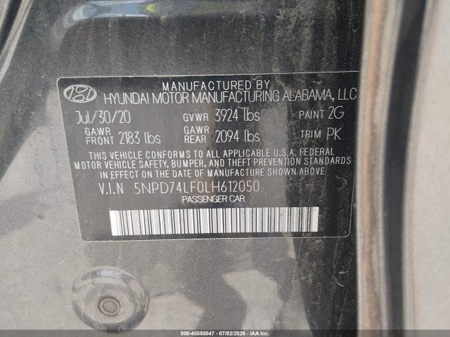 5NPD74LF0LH612050 Hyundai ELANTRA SE