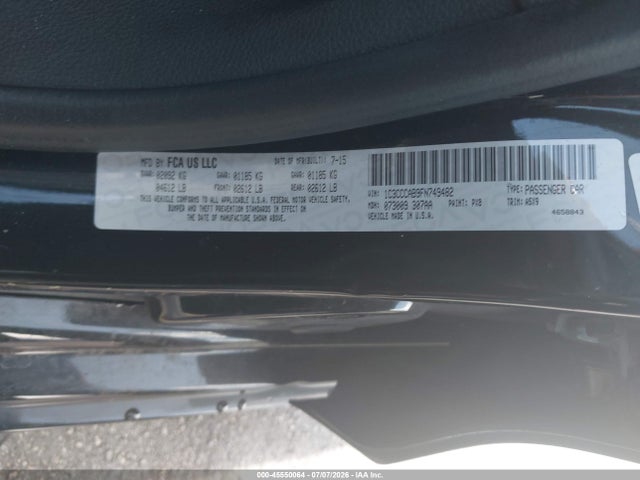 Продажа на аукционе авто 2015 Chrysler 200 Limited, vin: 1C3CCCAB9FN749482, номер лота: 45550064