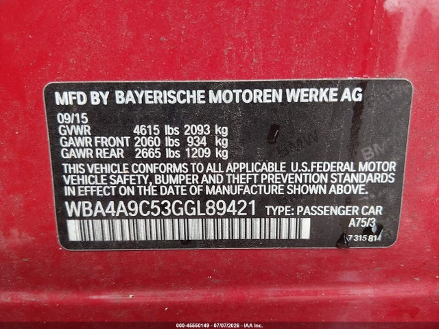 Aukcja sprzedaży 2016 Bmw 428i Gran Coupe, vin: WBA4A9C53GGL89421, numer aukcji: 45550149