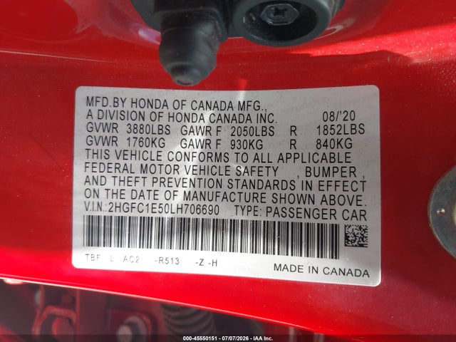 2HGFC1E50LH706690 Honda CIVIC SI SEDAN