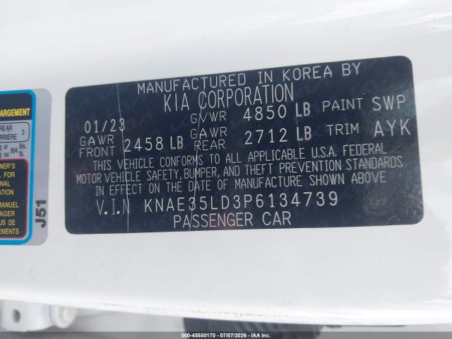 Продажа на аукционе авто 2023 Kia Stinger Gt-line, vin: KNAE35LD3P6134739, номер лота: 45550170