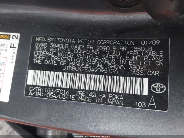 Продаж на аукціоні авто 2010 Toyota Corolla Le, vin: JTDBU4EE3A9095126, номер лоту: 45550253