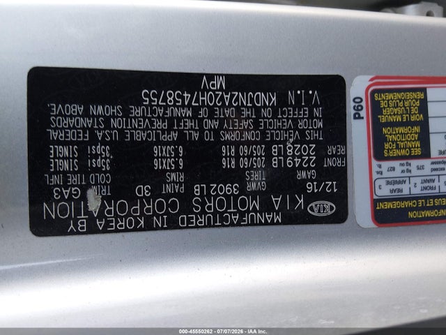 Aukcja sprzedaży 2017 Kia Soul, vin: KNDJN2A20H7458755, numer aukcji: 45550262