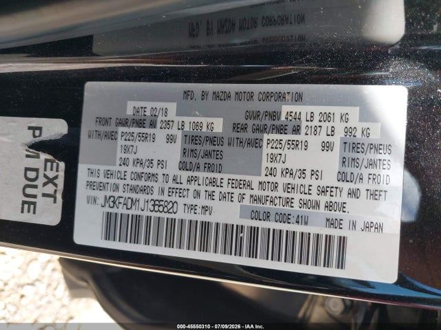 Aukcja sprzedaży 2018 Mazda Cx-5 Grand Touring, vin: JM3KFADM1J1365820, numer aukcji: 45550310