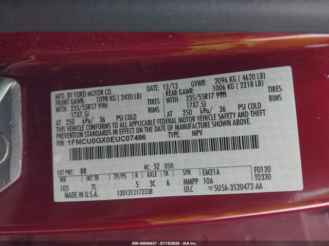 Ford ESCAPE SE 2014 1FMCU0GX0EUC07486 Image 9