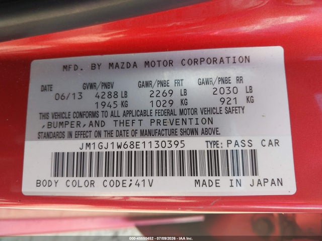 Продаж на аукціоні авто 2014 Mazda Mazda6 I Grand Touring, vin: JM1GJ1W68E1130395, номер лоту: 45550452