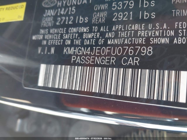 Hyundai Genesis 3.8 2015 KMHGN4JE0FU076798 Image 9