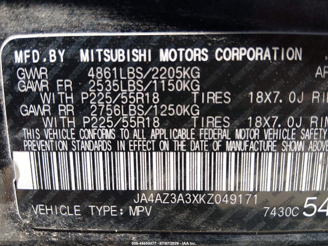 Mitsubishi Outlander Sel 2019 JA4AZ3A3XKZ049171 Image 9