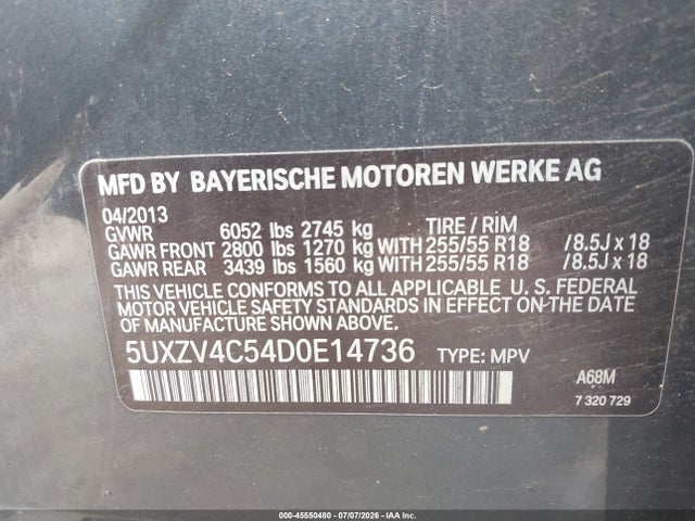 45550480 :رقم المزاد ، 5UXZV4C54D0E14736 vin ، 2013 Bmw X5 Xdrive35i/xdrive35i Premium/xdrive35i Sport Activity مزاد بيع