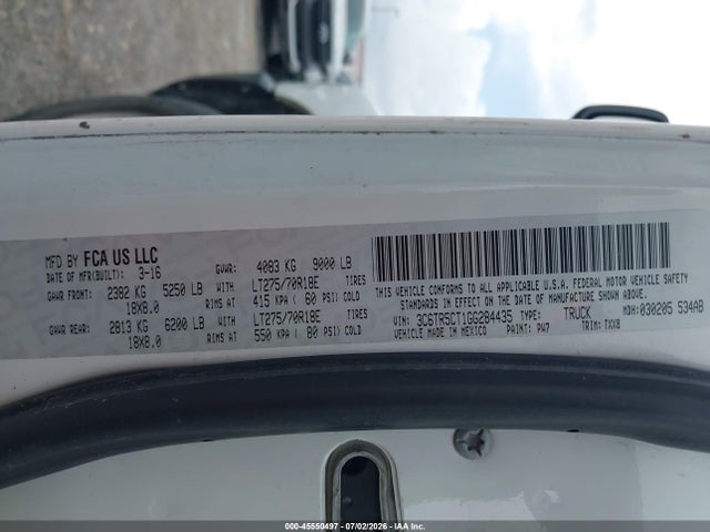 Продаж на аукціоні авто 2016 Ram 2500 Tradesman, vin: 3C6TR5CT1GG284435, номер лоту: 45550497