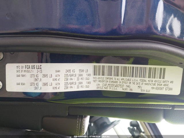 Продажа на аукционе авто 2015 Jeep Cherokee Limited, vin: 1C4PJMDS5FW667537, номер лота: 45550521