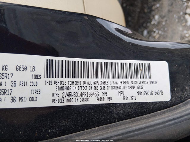 Продажа на аукционе авто 2010 Volkswagen Routan Se, vin: 2V4RW3D14AR190456, номер лота: 45550552