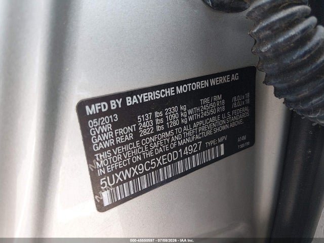 45550597 :رقم المزاد ، 5UXWX9C5XE0D14927 vin ، 2014 Bmw X3 Xdrive28i مزاد بيع