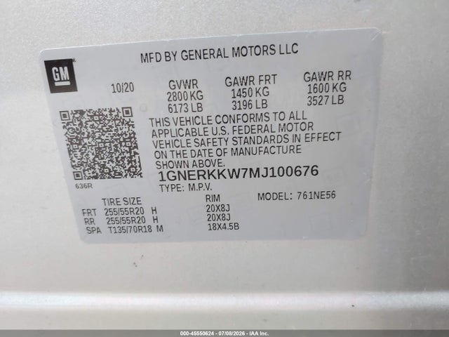 Продажа на аукционе авто 2021 Chevrolet Traverse Fwd Premier, vin: 1GNERKKW7MJ100676, номер лота: 45550624