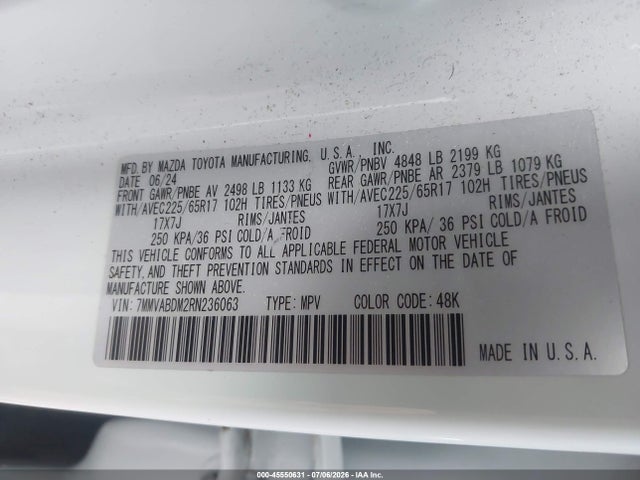 45550631 :رقم المزاد ، 7MMVABDM2RN236063 vin ، 2024 Mazda Cx-50 2.5 S Premium مزاد بيع