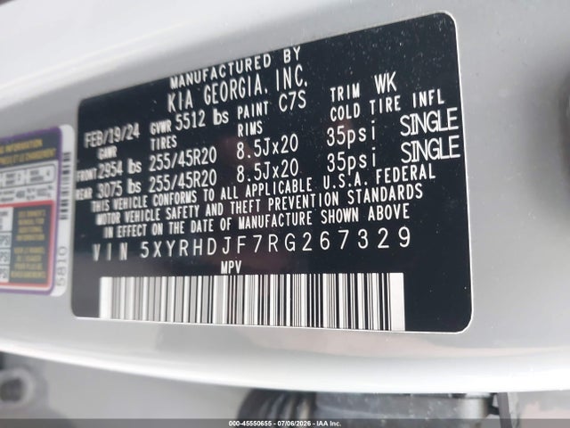 Aukcja sprzedaży 2024 Kia Sorento X-line Ex, vin: 5XYRHDJF7RG267329, numer aukcji: 45550655