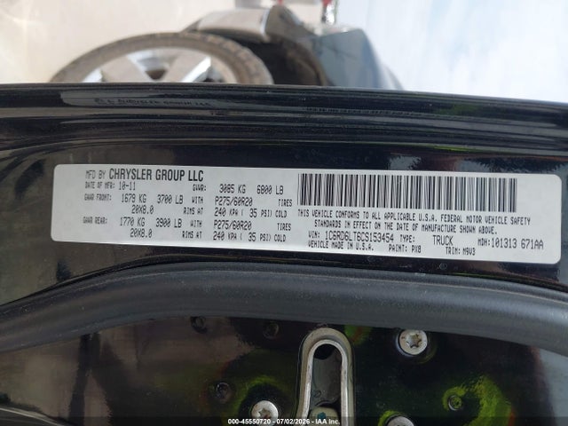 45550720 :رقم المزاد ، 1C6RD6LT6CS153454 vin ، 2012 Ram 1500 Lone Star مزاد بيع