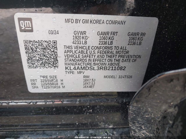 Aukcja sprzedaży 2024 Buick Encore Gx Sport Touring Fwd, vin: KL4AMDSL3RB211082, numer aukcji: 45550730