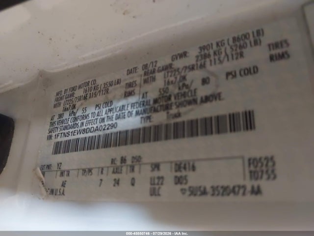 Продаж на аукціоні авто 2013 Ford E-150 Commercial, vin: 1FTNS1EW8DDA02290, номер лоту: 45550746