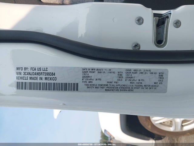 Продажа на аукционе авто 2024 Jeep Compass Sport 4x4, vin: 3C4NJDAN5RT599384, номер лота: 45550759