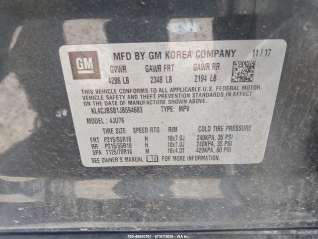 Продаж на аукціоні авто 2018 Buick Encore Preferred Ii, vin: KL4CJBSB1JB594683, номер лоту: 45550761