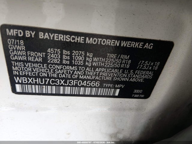 Продажа на аукционе авто 2018 Bmw X1 Sdrive28i, vin: WBXHU7C3XJ3F04566, номер лота: 45550797