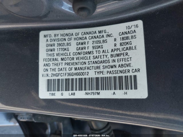Honda Civic Ex-t 2016 2HGFC1F36GH660012 Image 9