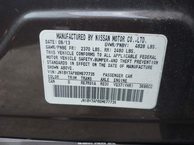 Продажа на аукционе авто 2014 Infiniti Q50 Premium, vin: JN1BV7AP8EM677735, номер лота: 45551013
