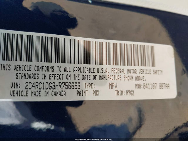 Chrysler Pacifica Touring 2017 2C4RC1DG3HR756693 Image 9