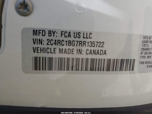 Aukcja sprzedaży 2024 Chrysler Pacifica Touring L, vin: 2C4RC1BG7RR135722, numer aukcji: 45551086