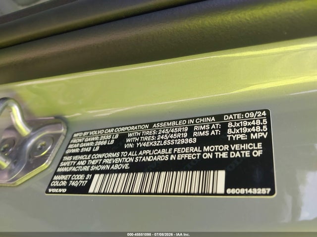 Продаж на аукціоні авто 2025 Volvo Ex30 Ultra Twin Motor Performance, Fully Electric, vin: YV4EK3ZL6SS129363, номер лоту: 45551098