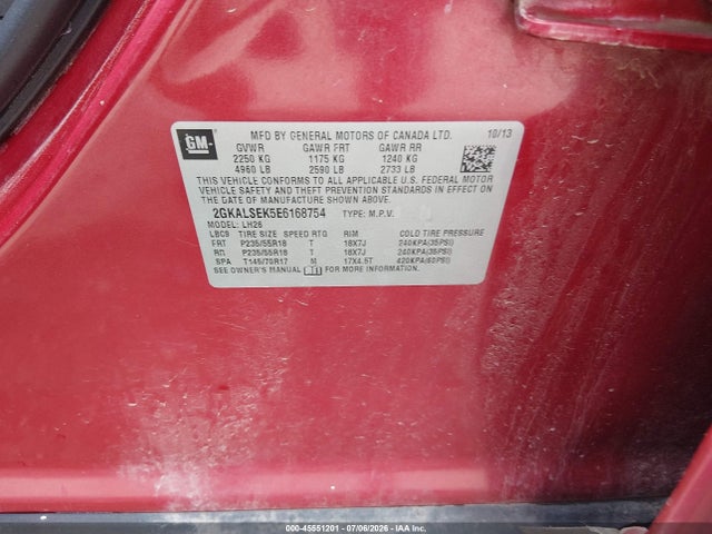 GMC Terrain Slt-1 2014 2GKALSEK5E6168754 Image 9