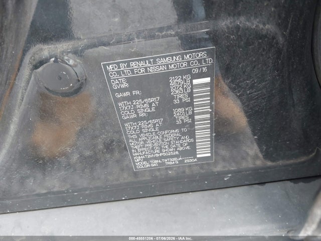 45551206 :رقم المزاد ، KNMAT2MV8HP502528 vin ، 2017 Nissan Rogue Sv مزاد بيع
