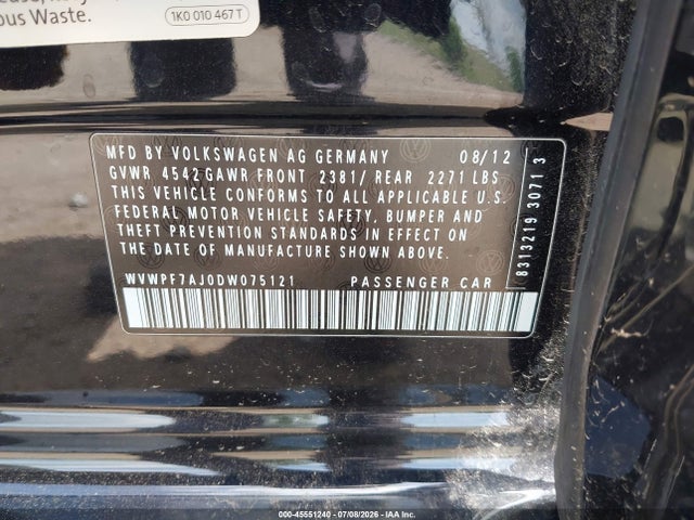 Продажа на аукционе авто 2013 Volkswagen Golf R 4-door, vin: WVWPF7AJ0DW075121, номер лота: 45551240