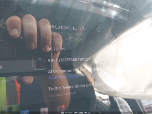 Auction sale of the 2019 Tesla Model 3 Long Range/performance, vin: 5YJ3E1EB8KF191394, lot number: 45551253