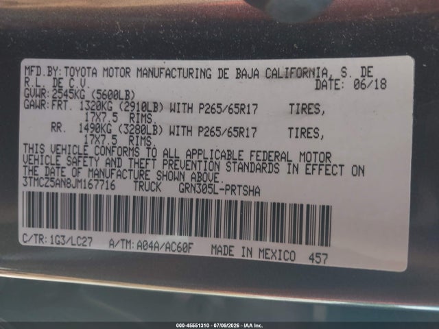 3TMCZ5AN8JM167716 Toyota Tacoma Trd Sport