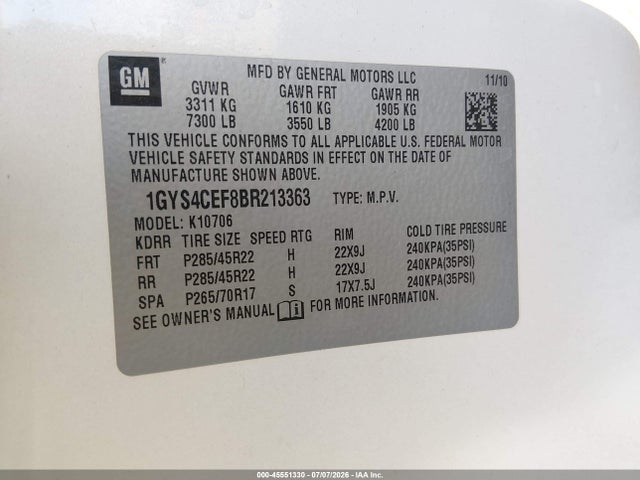 Продажа на аукционе авто 2011 Cadillac Escalade Premium, vin: 1GYS4CEF8BR213363, номер лота: 45551330