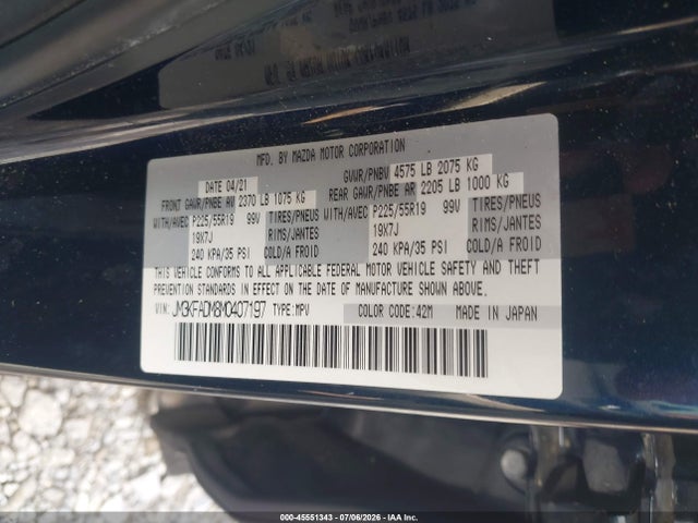 2021 Mazda Cx-5 Grand Touring მანქანა იყიდება აუქციონზე, vin: JM3KFADM8M0407197, აუქციონის ნომერი: 45551343