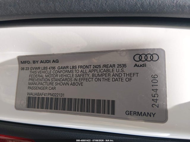 Aukcja sprzedaży 2023 Audi A4 Premium 40 Tfsi Quattro S Tronic, vin: WAUABAF41PN022131, numer aukcji: 45551422