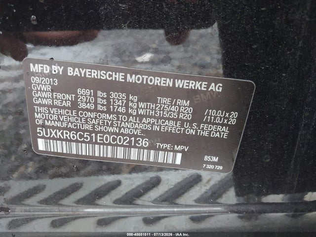2014 Bmw X5 Xdrive50i მანქანა იყიდება აუქციონზე, vin: 5UXKR6C51E0C02136, აუქციონის ნომერი: 45551511