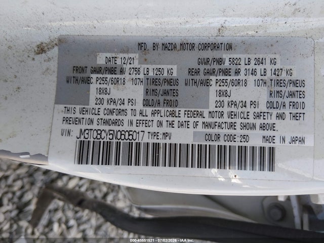 Mazda Cx-9 Touring 2022 JM3TCBCY5N0605017 Image 9