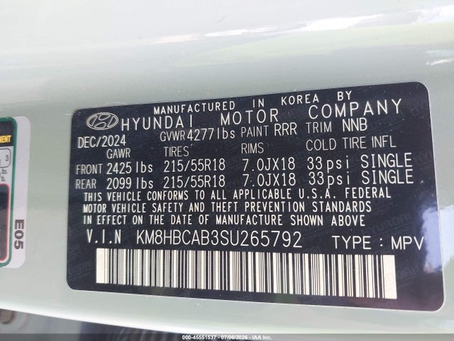 Hyundai Kona Sel 2025 KM8HBCAB3SU265792 Image 9