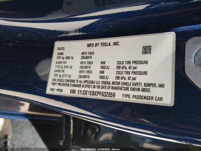 Продаж на аукціоні авто 2023 Tesla Model 3 Long Range Dual Motor All-wheel Drive, vin: 5YJ3E1EBXPF632059, номер лоту: 45551572