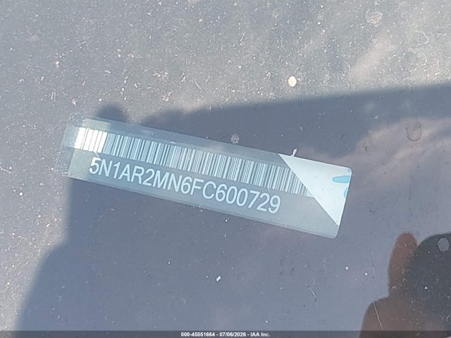 Продажа на аукционе авто 2015 Nissan Pathfinder Platinum/s/sl/sv, vin: 5N1AR2MN6FC600729, номер лота: 45551664
