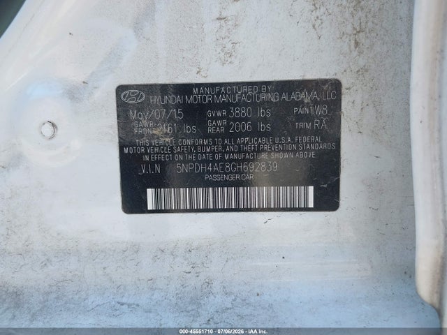 Hyundai ELANTRA SE 2016 5NPDH4AE8GH692839 Image 9