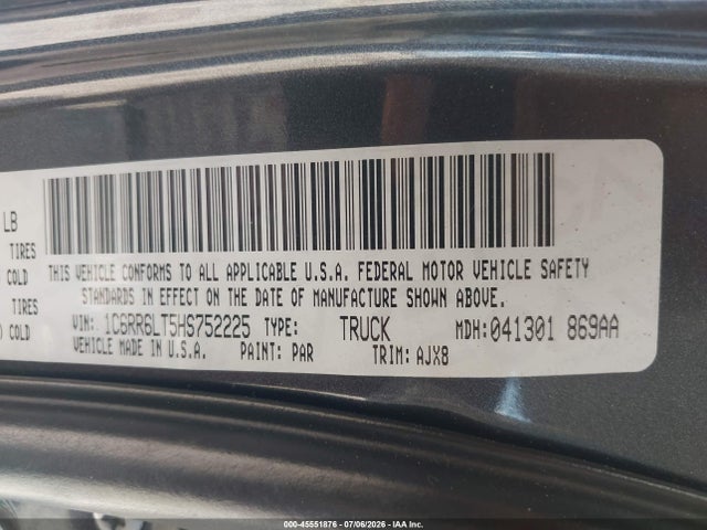 Продаж на аукціоні авто 2017 Ram 1500 Lone Star Silver  4x2 5'7 Box, vin: 1C6RR6LT5HS752225, номер лоту: 45551876