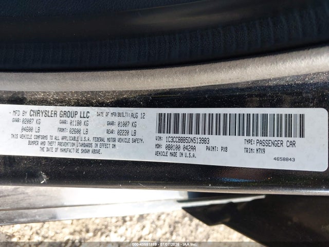 2013 Chrysler 200 Touring მანქანა იყიდება აუქციონზე, vin: 1C3CCBBB5DN513983, აუქციონის ნომერი: 45551889